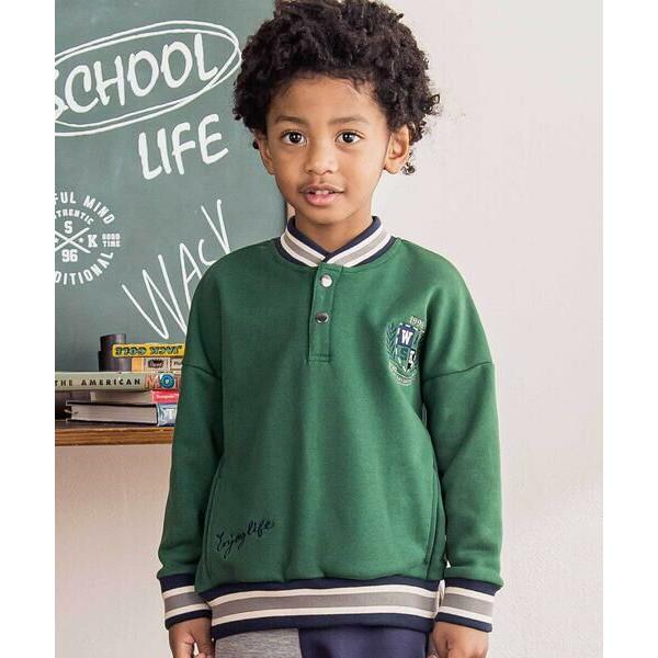 WASK / ワスク ラインリブホックカレッジ刺しゅう裏毛トレーナー(100~160cm)