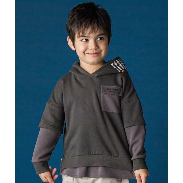 WASK / ワスク レイヤード風BIGフーディトレーナー(110~160cm)