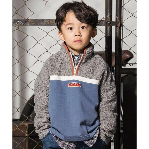 WASK / ワスク ボア切り替えハーフジップトレーナー(110~160cm)