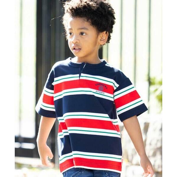 WASK / ワスク ヘンリーネックカノコマルチボーダーTシャツ(110~160cm)