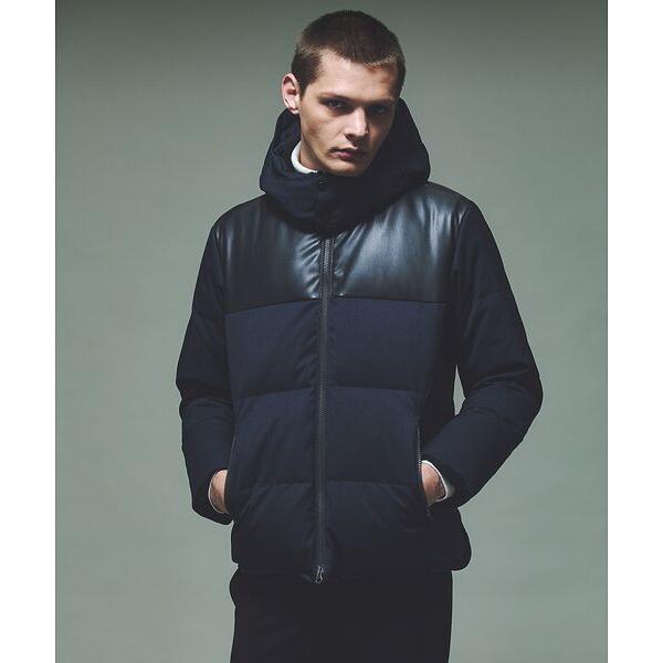 ABAHOUSE / アバハウス 【700FP】レザーライクコンビ ダウンジャケット