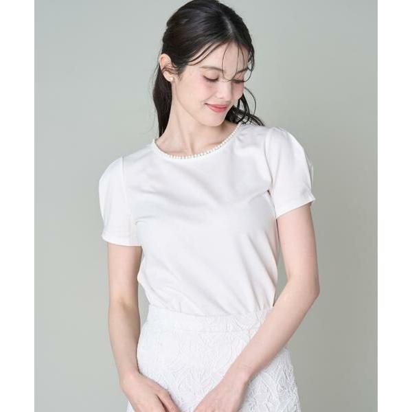 Maglie le cassetto / マーリエ ル カセット 衿パールコンパクトTシャツ
