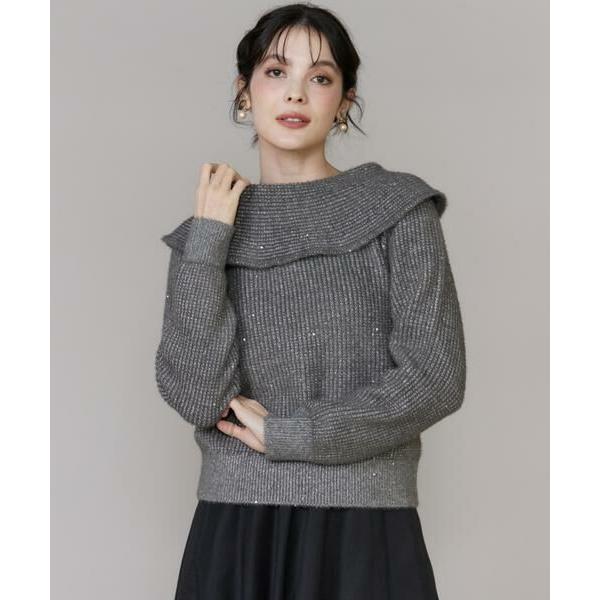 INED / イネド オフショルダー風グリッターニット
