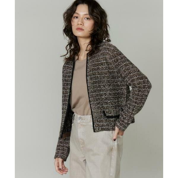INED / イネド 《大きいサイズ》ツイード風ニットカーディガン