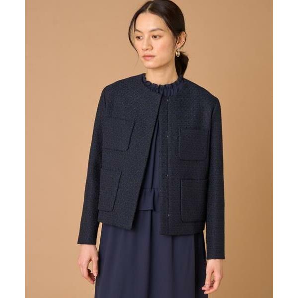 7-IDconcept / セブンアイディーコンセプト 《大きいサイズ》ツイードノーカラージャケット