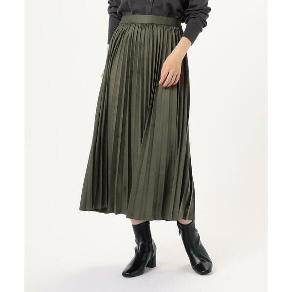 COMME CA ISM / コムサイズム レザー調ジャージー　アコーディオンプリーツスカート