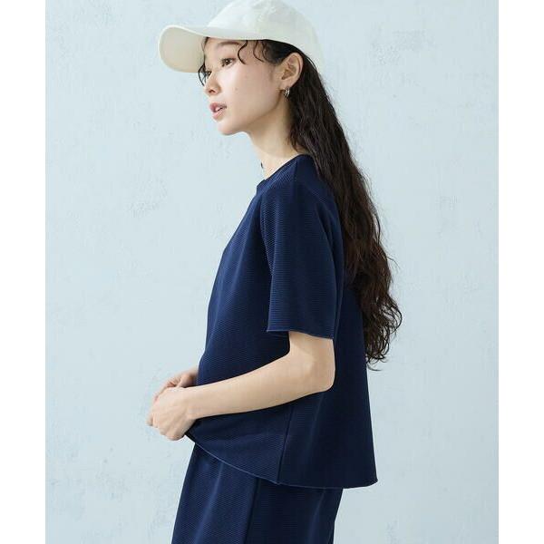 COMME CA ISM / コムサイズム クルーネック ストレッチプリーツTシャツ / セットアッ...