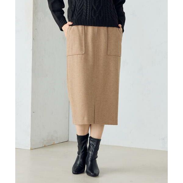 COMME CA ISM / コムサイズム フラノ調ジャージー　タイトスカート
