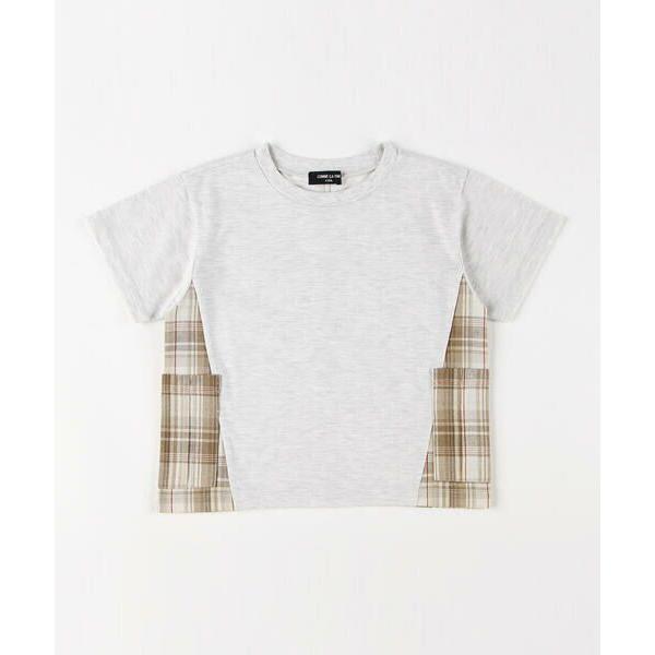 COMME CA ISM / コムサイズム チェック使い サイドポケットTシャツ