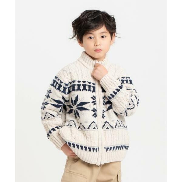 COMME CA ISM / コムサイズム 【雑誌掲載商品】雪柄 モールニット ジップアップ ブルゾ...