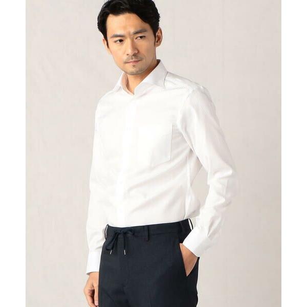 COMME CA MEN / コムサ・メン ドビークロス市松柄　ワイドカラードレスシャツ