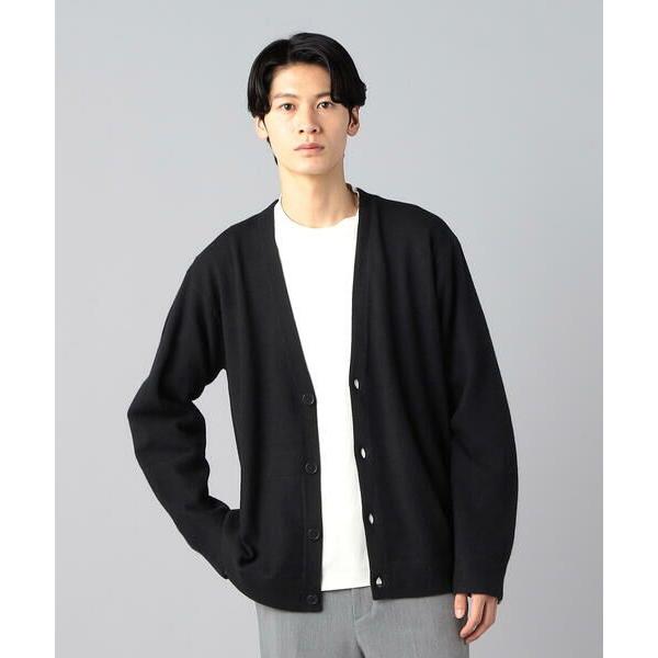 COMME CA MEN / コムサ・メン 天竺×裏目切り替え強縮ニット カーディガン
