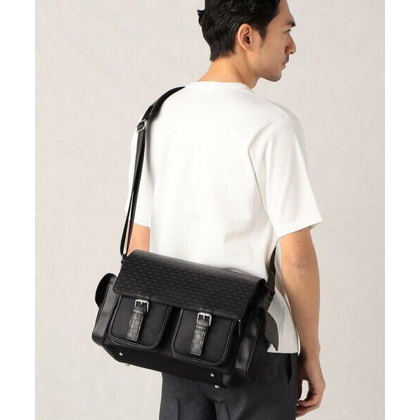 COMME CA MEN / コムサ・メン ナイロン×市松エンボス　ショルダーバッグ