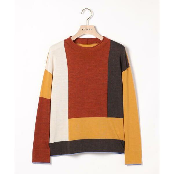 SCAPA / スキャパ ウールブロックニットプルオーバー