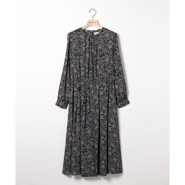SCAPA / スキャパ スマートフラワー長袖ワンピース