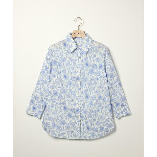 SCAPA / スキャパ Ｌｉｂｅｒｔｙ　Ｐｒｉｎｔモノフラワーシャツブラウス