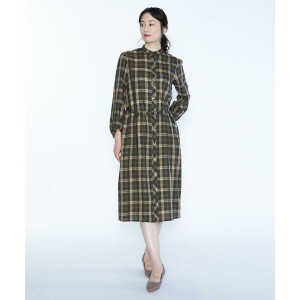 SCAPA Lサイズ / スキャパエルサイズ トロワチェック長袖ワンピース