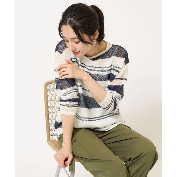 GEORGES RECH / ジョルジュ・レッシュ メッシュボーダー8分袖ニット