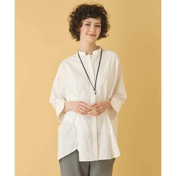 HIROKO BIS / ヒロコビス バンドカラータックデザインシャツ /洗濯機で洗える