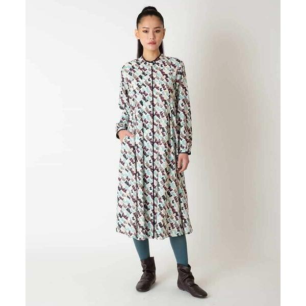 HIROKO BIS / ヒロコビス ペイント柄タックフレアワンピース /洗濯機で洗える