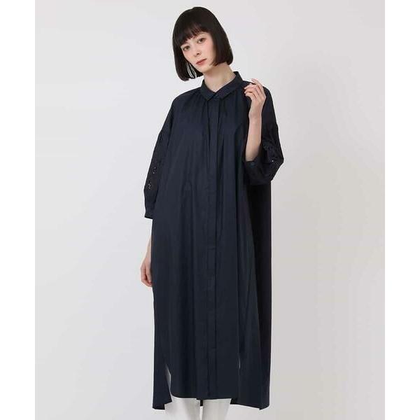 HIROKO BIS / ヒロコビス 刺繍スリーブデザインシャツワンピース /洗える