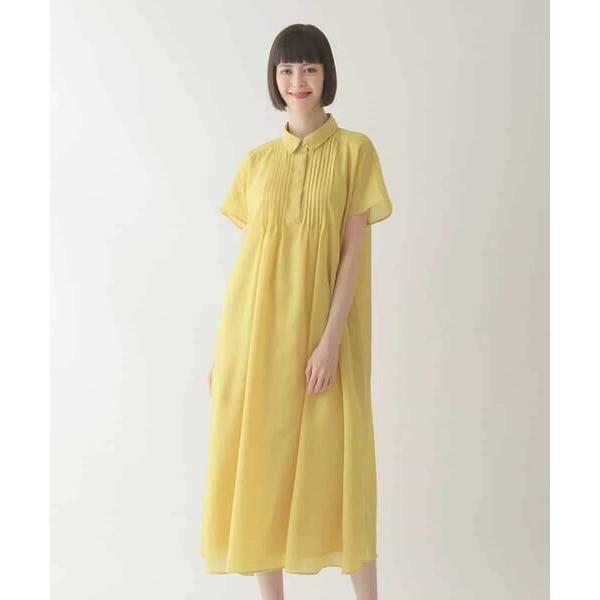 HIROKO BIS / ヒロコビス ピンタックデザインシルエットワンピース /洗濯機で洗える