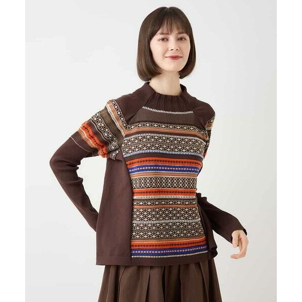 HIROKO BIS / ヒロコビス 多色ボーダージャカードニットプルオーバー