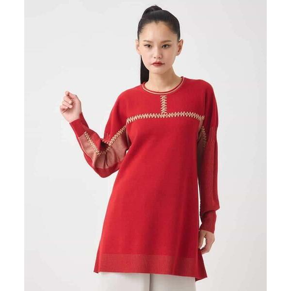 HIROKO BIS / ヒロコビス プレーティング刺繍ニットチュニック