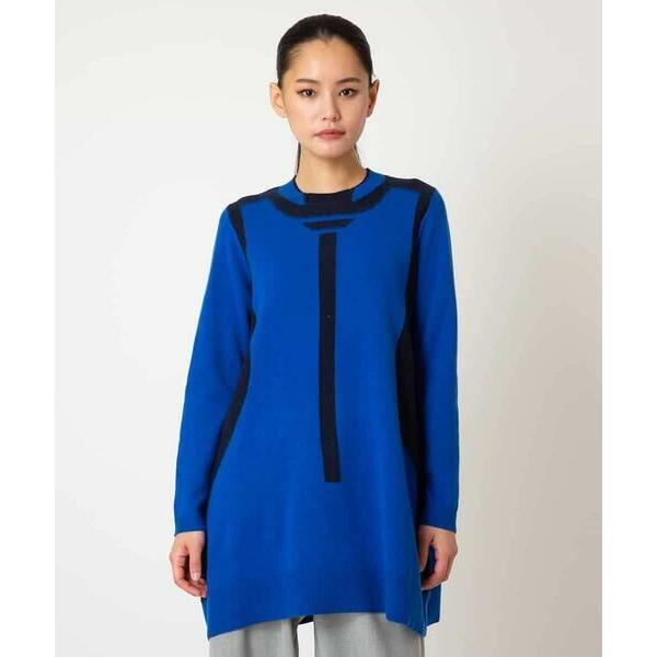 HIROKO BIS / ヒロコビス 配色切り替えスパンコールニットチュニック