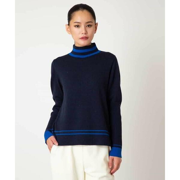 HIROKO BIS / ヒロコビス ボーダーネックスパンコールニットプルオーバー