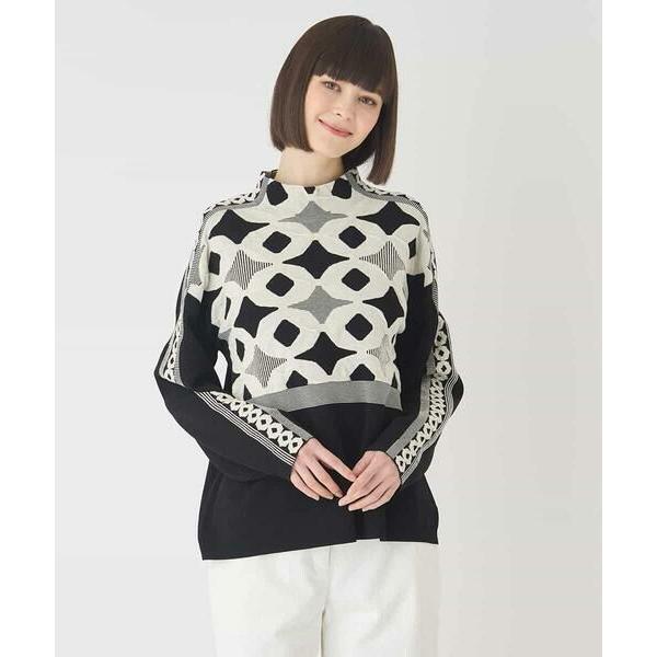 HIROKO BIS / ヒロコビス ジャカード×インターシャ幾何柄ニットプルオーバー