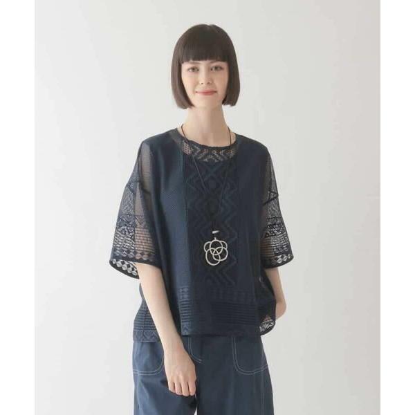 HIROKO BIS / ヒロコビス ラッセルメッシュデザインカットソー /洗濯機で洗える