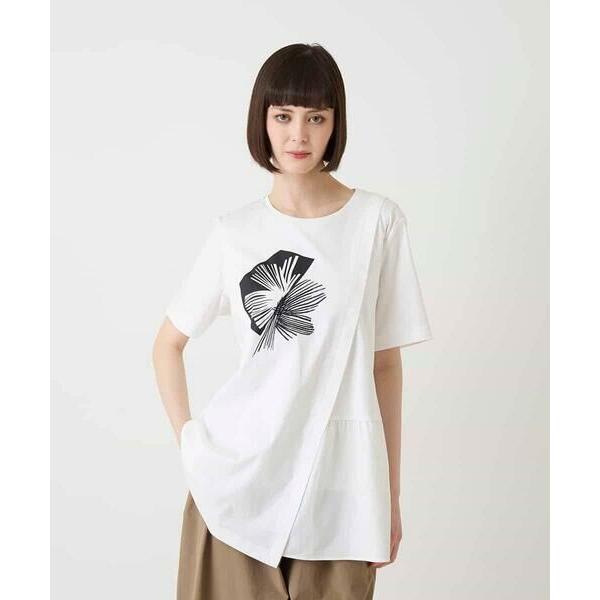HIROKO BIS / ヒロコビス 【接触冷感】刺繍モチーフアシンメトリーチュニックTシャツ /洗...