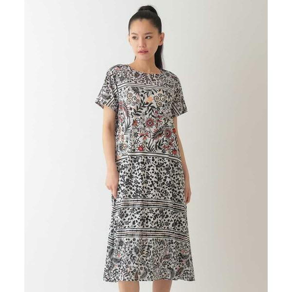 HIROKO BIS / ヒロコビス フラワープリントAラインワンピース /洗濯機で洗える