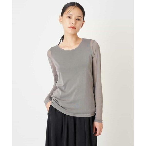HIROKO BIS / ヒロコビス 【洗濯機で洗える】チュール丸首カットソー