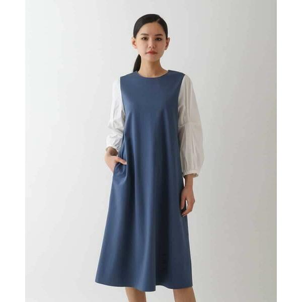 HIROKO BIS / ヒロコビス 異素材切り替えデザインワンピース