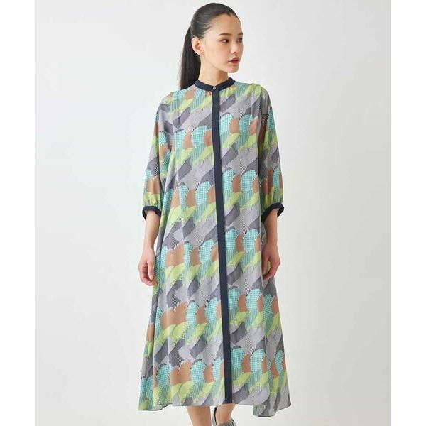 HIROKO BIS / ヒロコビス 幾何学ウェーブプリントワンピース /洗える