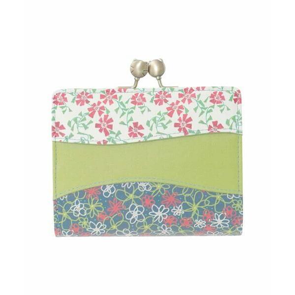 Jocomomola / ホコモモラ プリント切り替えがま口二つ折り財布
