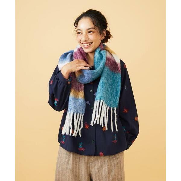 Jocomomola / ホコモモラ 配色ボーダーデザインウールマフラー