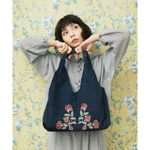 Jocomomola / ホコモモラ フラワー刺繍ナイロントートバッグ