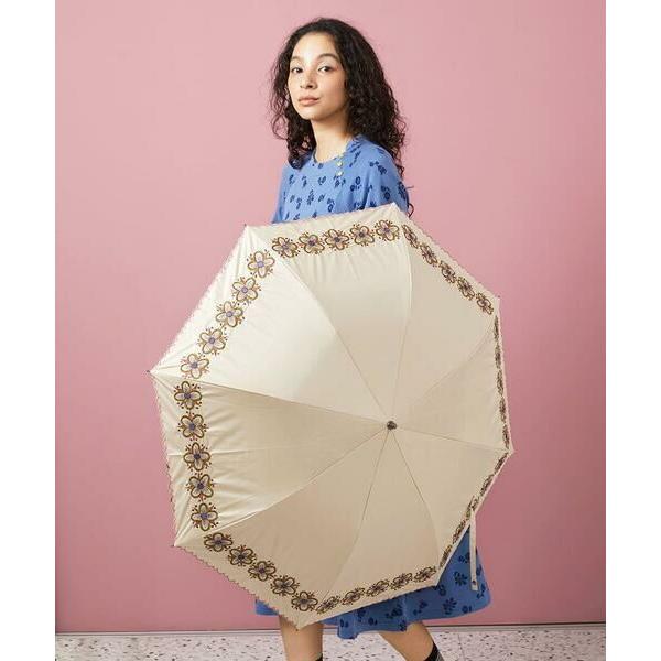 Jocomomola / ホコモモラ 【晴雨兼用・UVカット】フラワー刺繍折り畳み傘