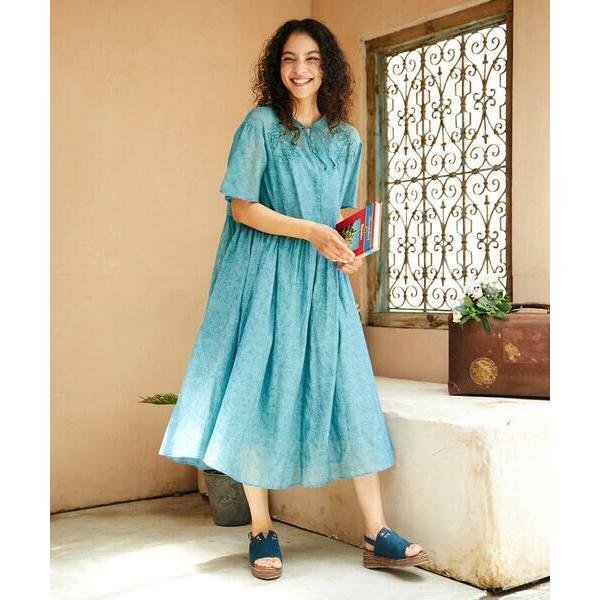 Jocomomola / ホコモモラ Azahar コード刺繍入りコットンシルクワンピース