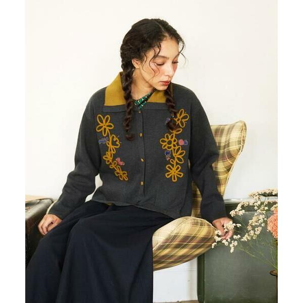 Jocomomola / ホコモモラ Palque Wフェイス フラワーモチーフニットカーディガン