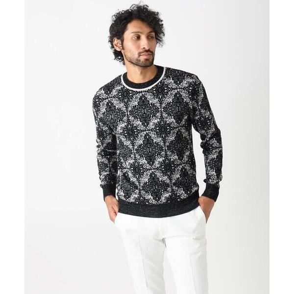 MICHEL KLEIN HOMME / ミッシェルクランオム 《日本製》ダマスク柄クルーネックニッ...