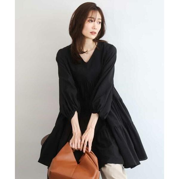 MK MICHEL KLEIN / エムケーミッシェルクラン [洗える]Vネックコットンシフォンチュ...