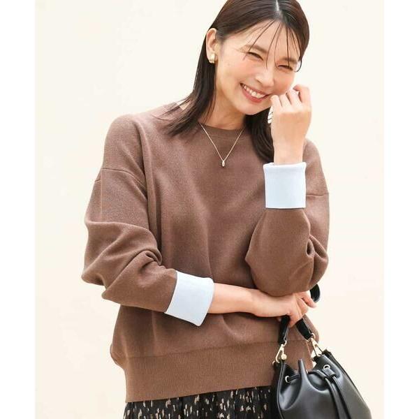 MK MICHEL KLEIN / エムケーミッシェルクラン [洗える]スウェットライク配色ニット