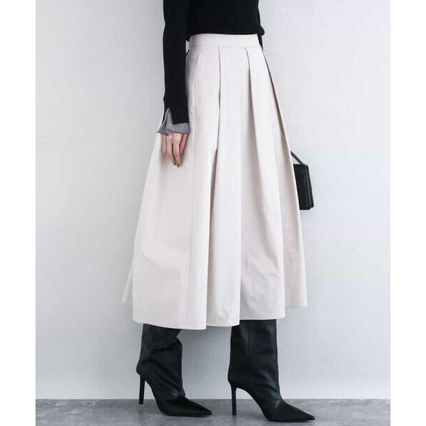 MK MICHEL KLEIN / エムケーミッシェルクラン メモリータフタ タックフレアスカート/...
