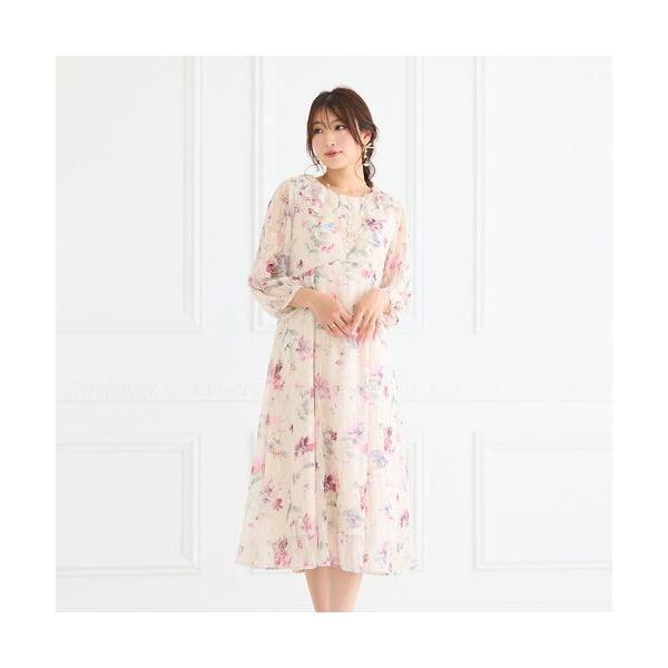 Rose Tiara / ローズティアラ ラメストライプフラワープリントワンピース