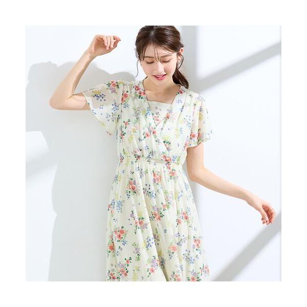Rose Tiara / ローズティアラ フラワープリントカシュクール風ワンピース