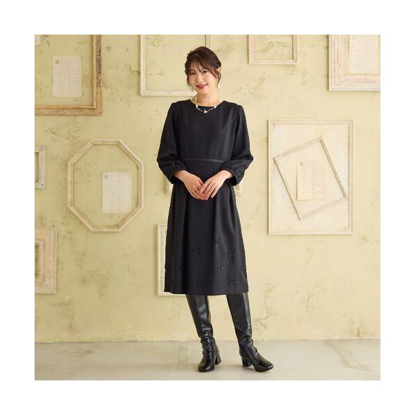 Rose Tiara / ローズティアラ 【ウールライク素材】サテンリボンワンピース